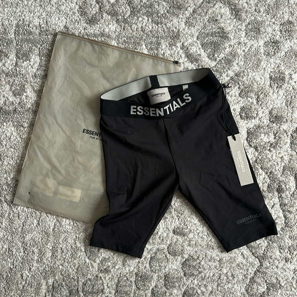 Essentials Black Biker Shorts
